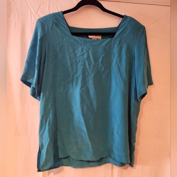 Spencer Jeremy vintage 100% silk blue blouse M - Picture 1 of 5